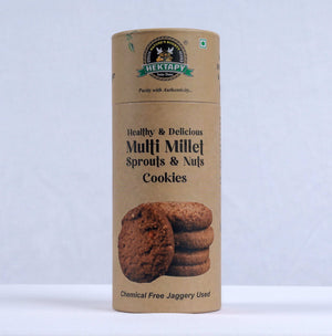 Indulge in gluten-free Multi Millet Cookies! Packed with health benefits, natural sprouts, and crunchy nuts, they’re the perfect nutritious snack for a guilt-free treat. Try them now!